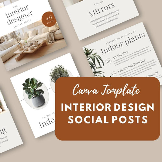 Interior Design Social Media Canva Templates | Home Decor & Styling Instagram Marketing Kit - Social Canvas