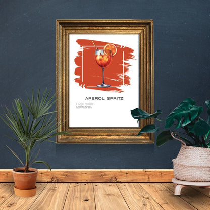 Aperol Spritz Recipe Art Print - Vibrant Cocktail Decor for Home Bars - Social Canvas