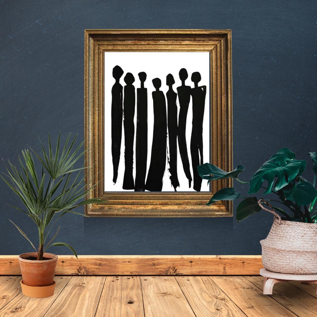 Minimalist Black Silhouette Art Print | Abstract Figurative Wall Art | Contemporary Modern Home Decor - Social Canvas
