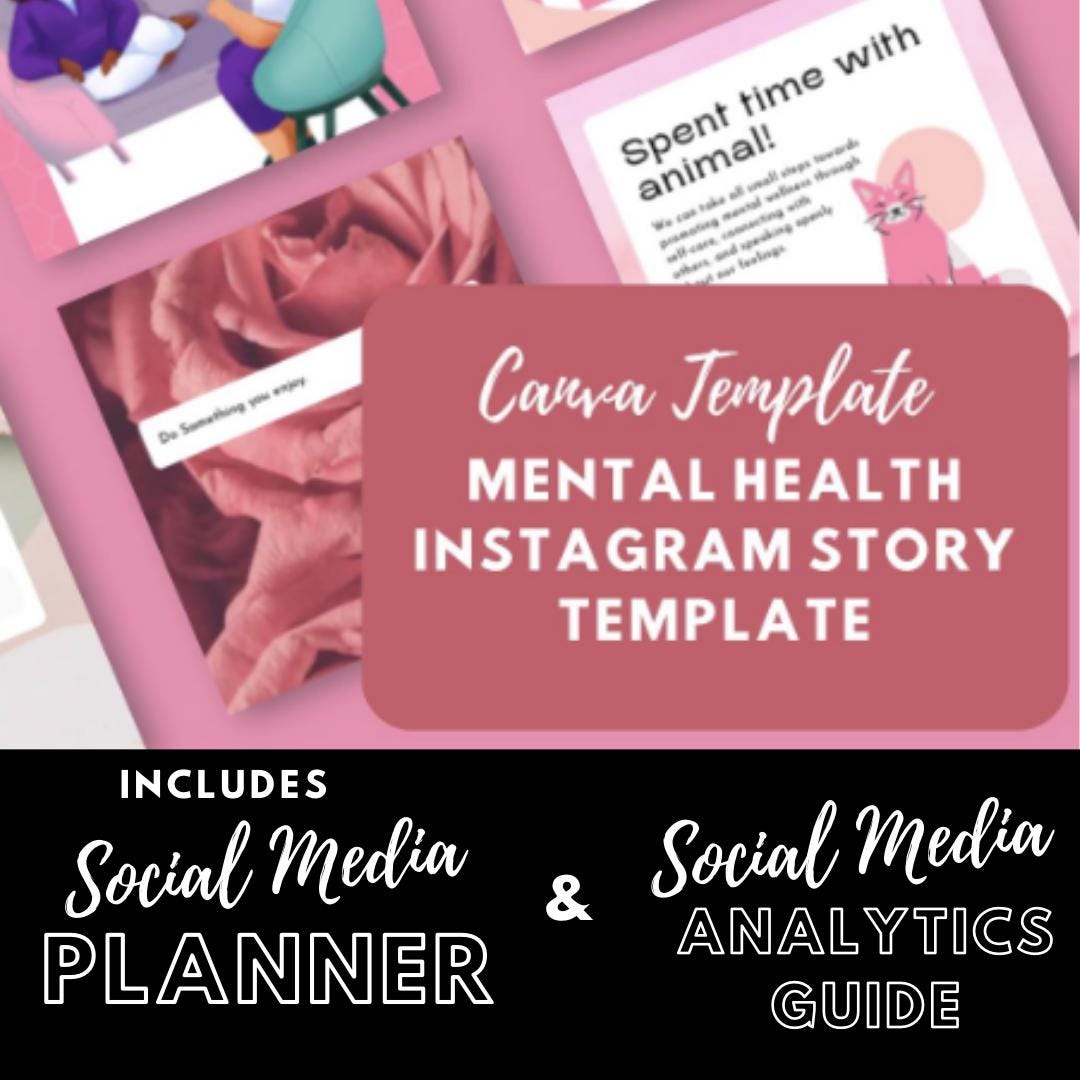 Mental Health Instagram Story | Self-Care | Inspirational and Mindfulness Posts | Social Media Planner| Analytics Guide - Social Canvas