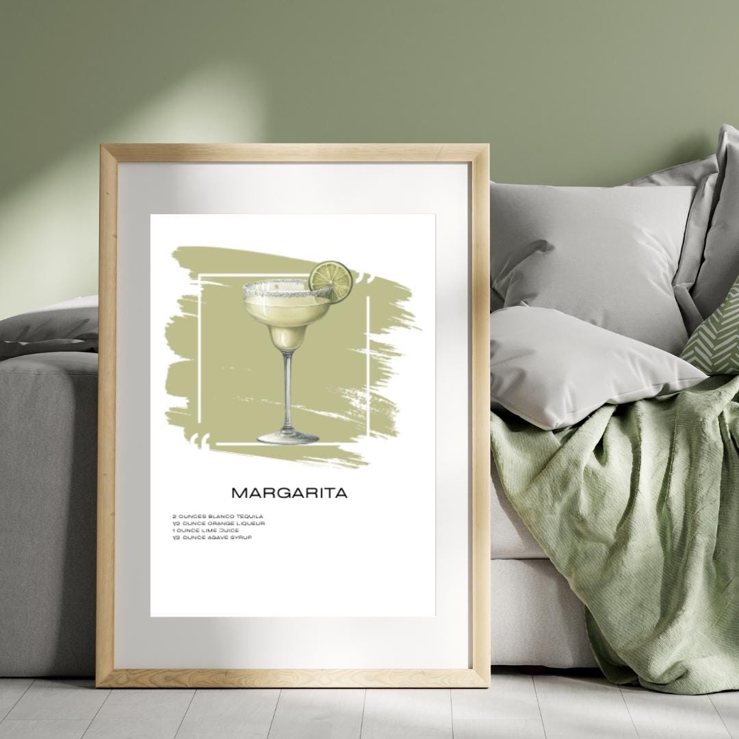 Margarita Recipe Art Print - Classic Cocktail Wall Decor for Home Bars - Social Canvas
