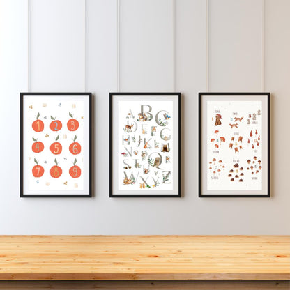 Set of 5 Kids Alphabet and Numbers Posters - Educational Wall Art for Learning - Social Canvas