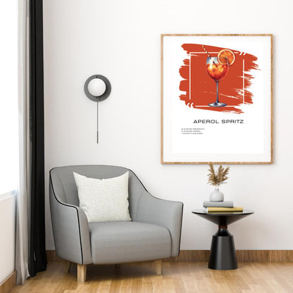 Aperol Spritz Recipe Art Print - Vibrant Cocktail Decor for Home Bars - Social Canvas