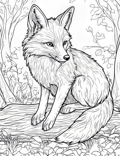 Autumn Animals Coloring Book | 25-Page Canva Template with Woodland Wildlife Designs | Fall-Themed Coloring Pages for All Ages - Social Canvas