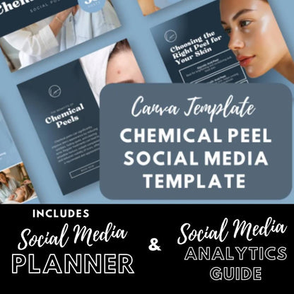 30 Chemical Peel Social Media Templates | Skincare Marketing Canva Pack for Estheticians & Med Spas | Social Media Planner, Analytics Guide - Social Canvas