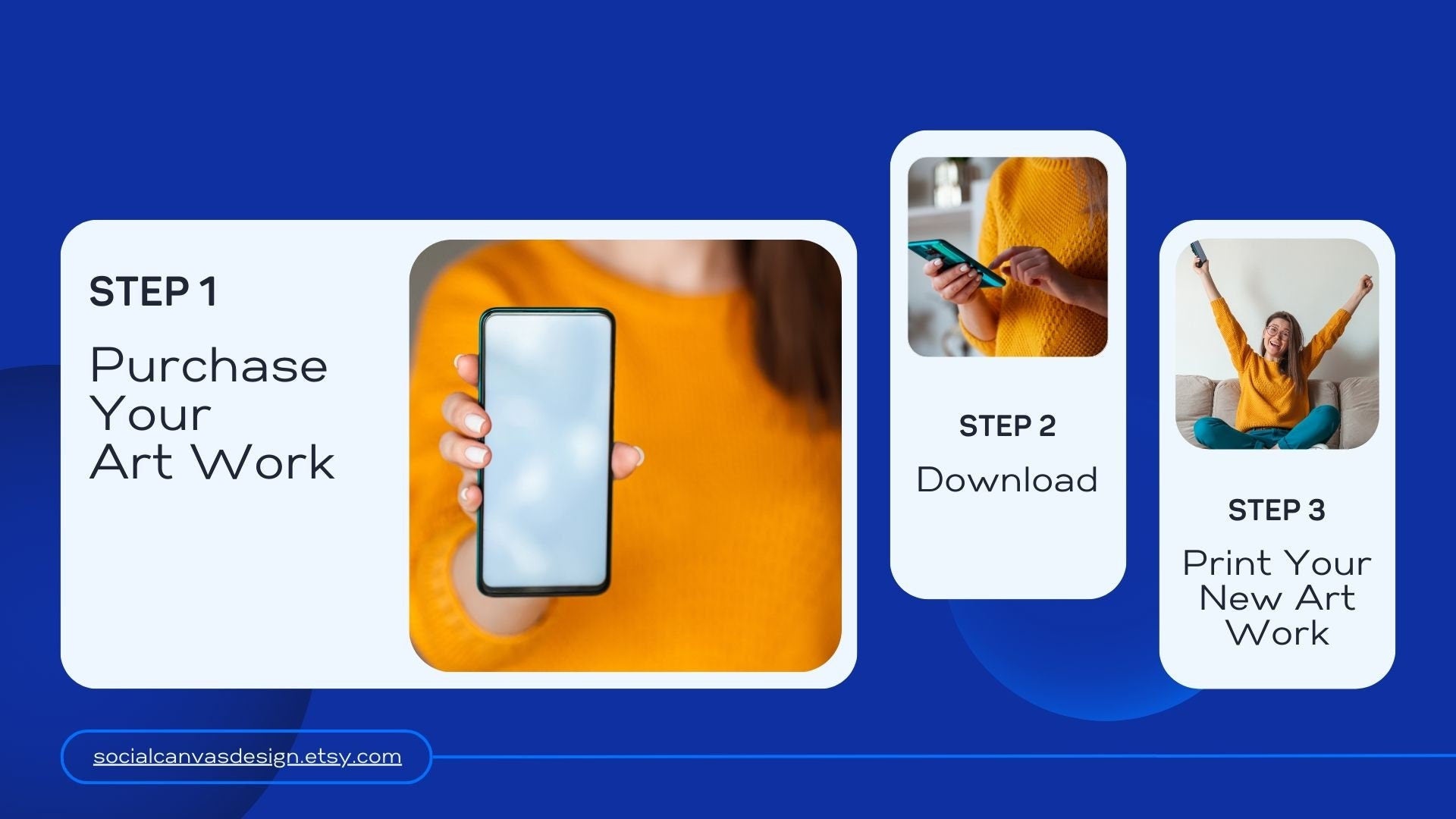 Statue of Liberty Line Art Print, Modern Minimalist New York Wall Art, Bold Blue and Yellow Poster, Digital Download - Social Canvas