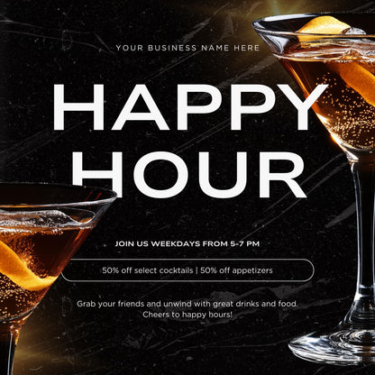 30 Bar Social Media Templates | Editable Canva Templates | Cocktail Menus, Happy Hour & Event Promotions | Instant Download - Social Canvas