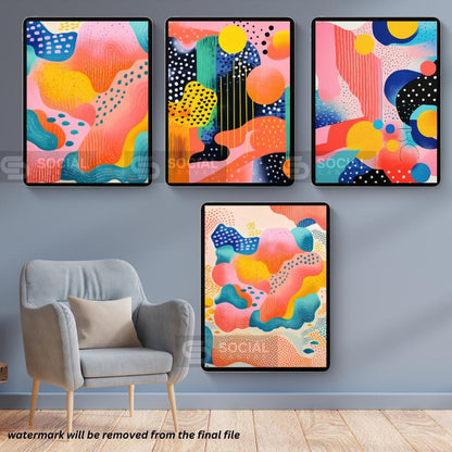 Elegant Flamingo Tropical Art Print - Vibrant Wildlife Poster with Palm Trees - 200 Mega Bundle - Printable Wall Art - Social Canvas