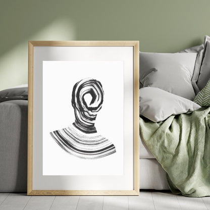 Abstract Black and White Line Art Portrait | Minimalist Modern Wall Art | Contemporary Figurative Art Print for Home Decor - Social Canvas