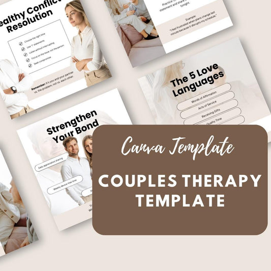 30 Couples Therapy Social Media Templates | Editable Canva Templates | Relationship Coaching, Marriage Counseling & Self-Help Content - Social Canvas