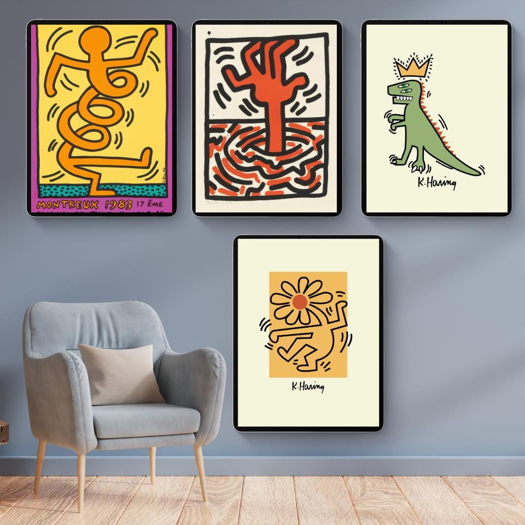 Keith Haring’s Iconic Inspired Print Collection (100 Unique Designs) - Retro Modern Wall Art - Social Canvas