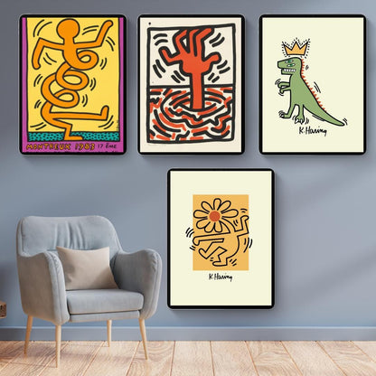 Keith Haring’s Iconic Inspired Print Collection (100 Unique Designs) - Retro Modern Wall Art - Social Canvas
