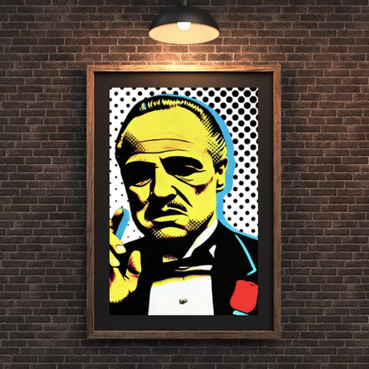 Pop Art Godfather Portrait Print - Iconic Mafia Movie Wall Decor - Social Canvas