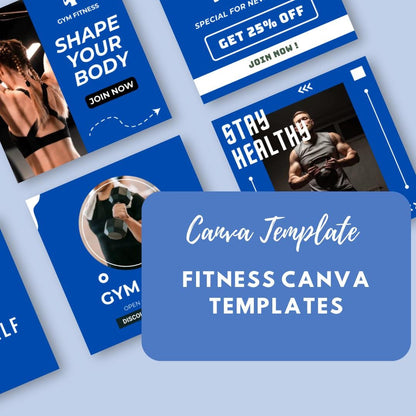 Fitness Canva Templates | Gym and Workout Social Media Kit | Personal Trainer and Wellness Branding | Digital Download - Social Canvas