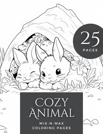 Cozy Animal Coloring Book | 25-Page Canva Template for Kids & Adults | Adorable Animal-Themed Coloring Pages | Digital Download - Social Canvas