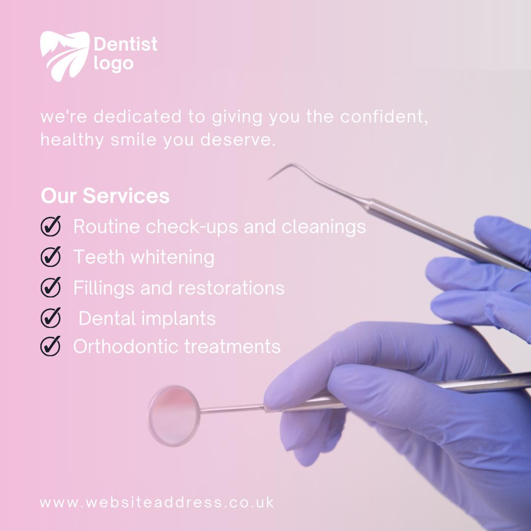 6 Dentist Instagram Post Templates | Canva Template Bundle for Dental Clinics & Oral Health Tips | Editable Social Media Graphics - Social Canvas