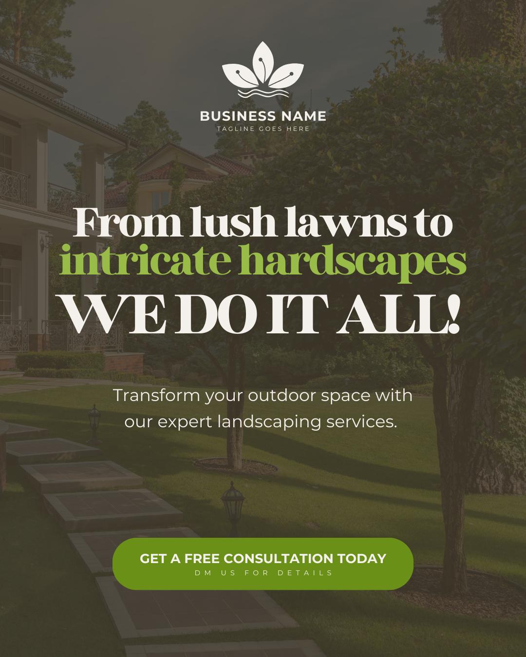 Landscaping Social Media Template Bundle | Canva Lawn Care & Gardening Marketing Kit | Landscape Business Instagram and Facebook Templates - Social Canvas