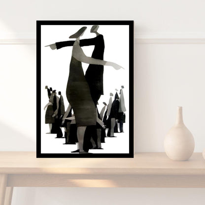 Abstract Figurative Art Print | Modern Black and White Group Composition | Minimalist Contemporary Wall Decor - Social Canvas