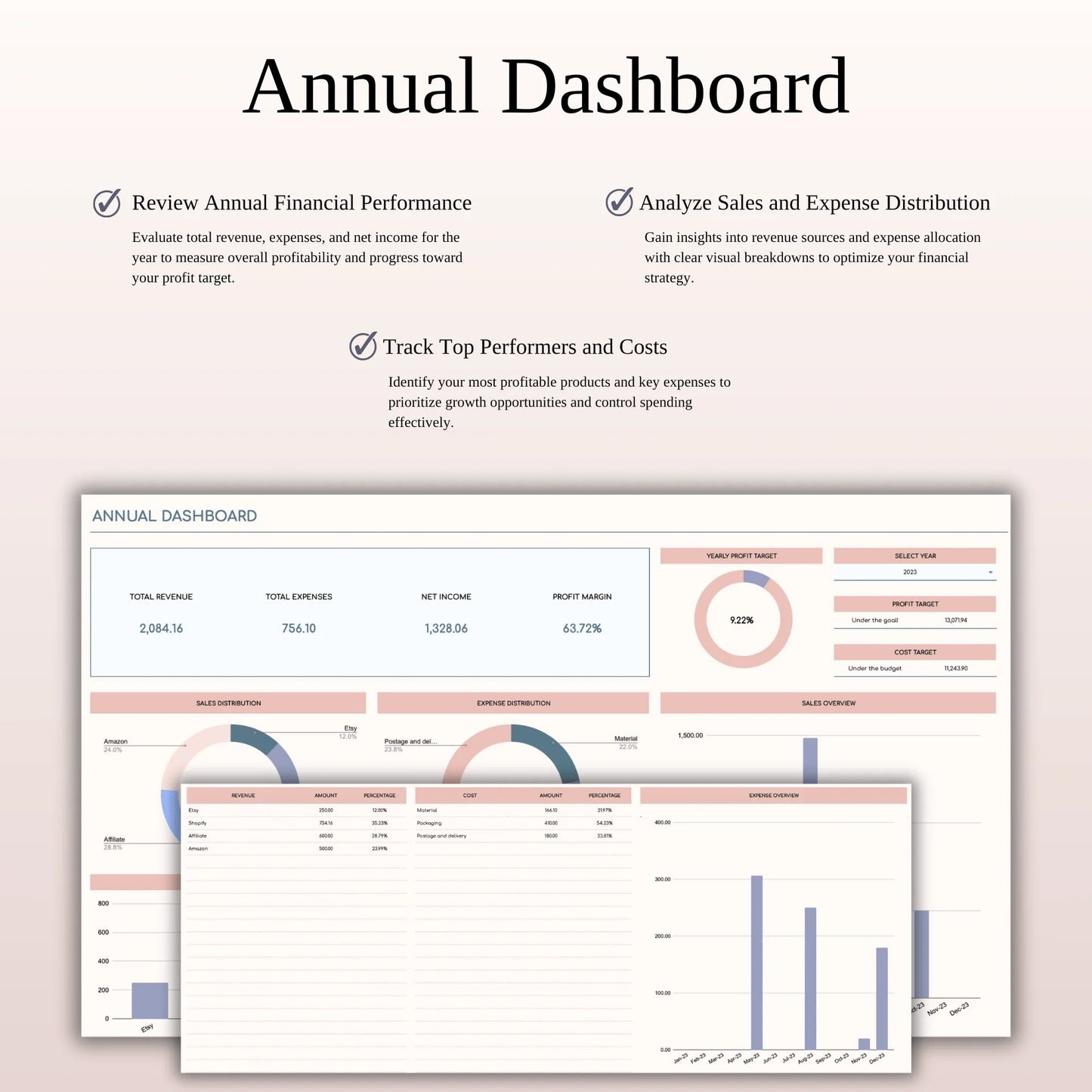 Small Business Bookkeeping Spreadsheet – Excel Template for Income & Expense Tracking (MRR) - Social Canvas