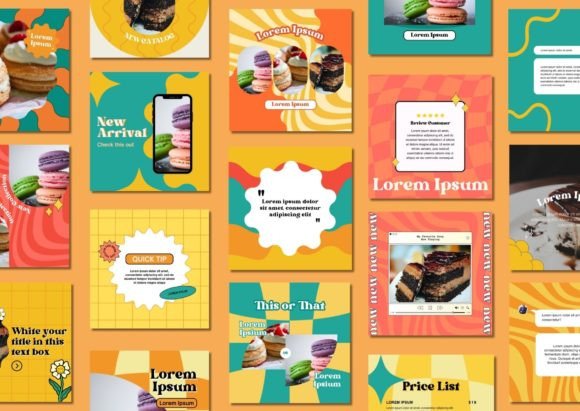 60 Dessert Retro Social Media Templates - Social Canvas
