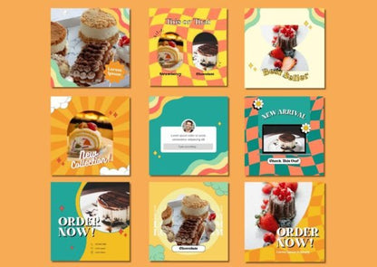 60 Dessert Retro Social Media Templates - Social Canvas