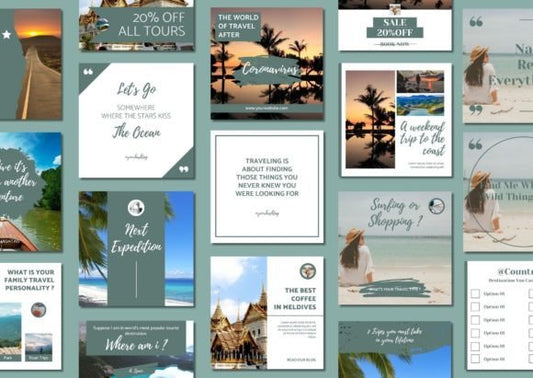 Travel Blogger Social Media Templates – Stylish Instagram & Facebook Posts (MRR) - Social Canvas