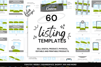 60 Etsy Digital Shop Templates +Link - Social Canvas