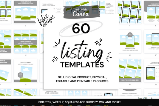 60 Etsy Digital Shop Templates +Link - Social Canvas