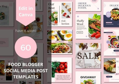 60 Food Blogger Social Media Templates - Social Canvas