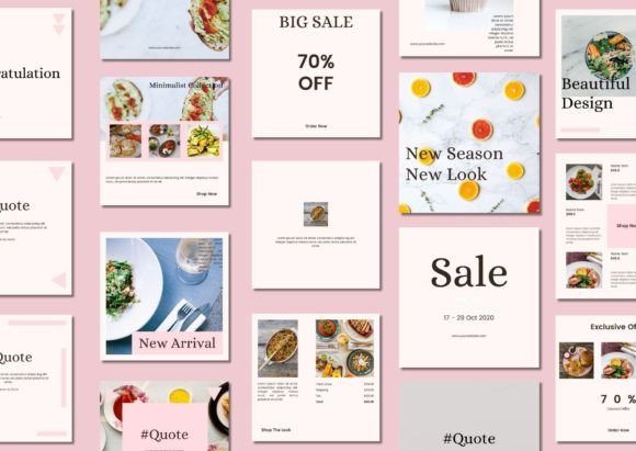 60 Food Blogger Social Media Templates - Social Canvas