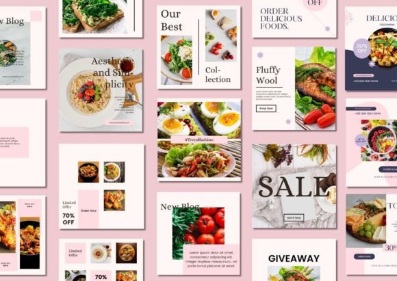 60 Food Blogger Social Media Templates - Social Canvas