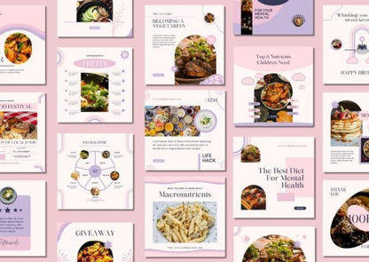 60 Food Blogger Social Media Templates - Social Canvas