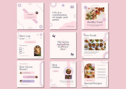 60 Food Blogger Social Media Templates - Social Canvas
