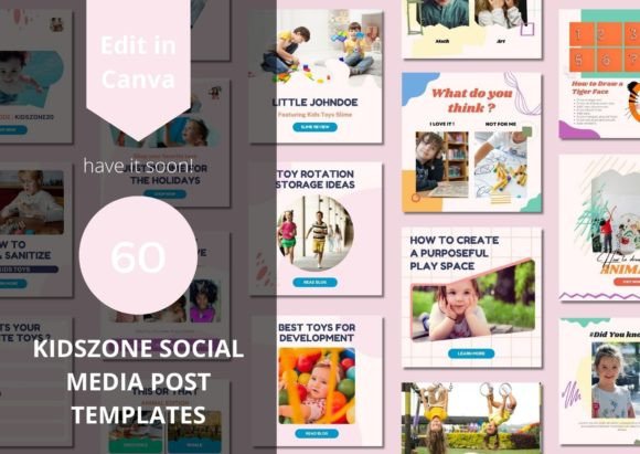 60 Kidszone Social Media Canva Templates - Social Canvas