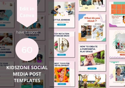 60 Kidszone Social Media Canva Templates - Social Canvas