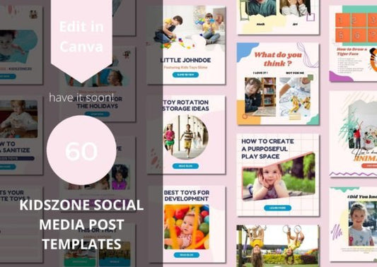 60 Kidszone Social Media Canva Templates - Social Canvas