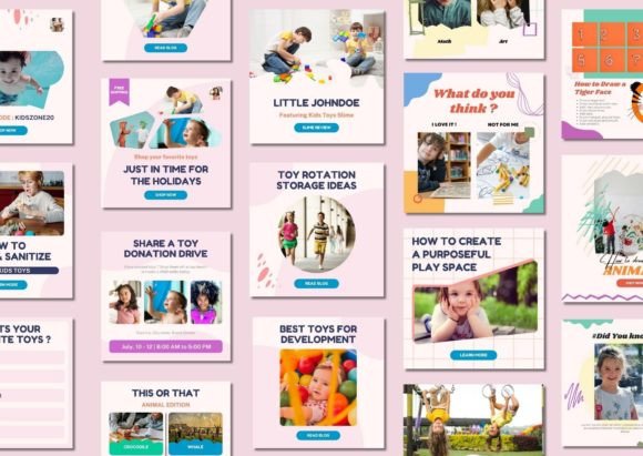 60 Kidszone Social Media Canva Templates - Social Canvas