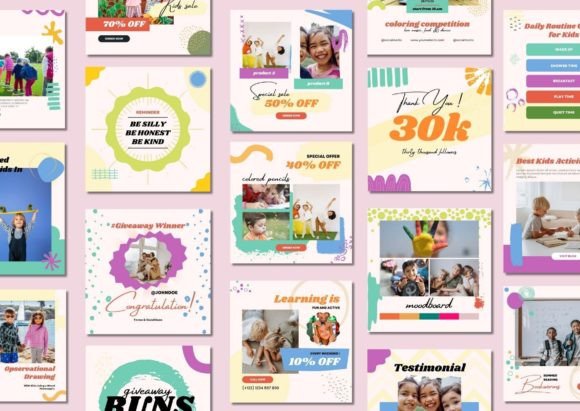 60 Kidszone Social Media Canva Templates - Social Canvas