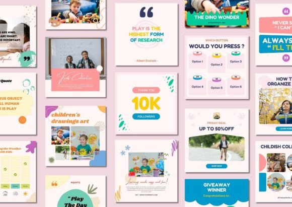 60 Kidszone Social Media Canva Templates - Social Canvas