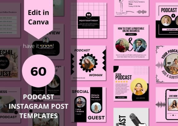 60 Podcast Social Media Canva Templates - Social Canvas