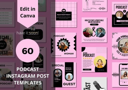 60 Podcast Social Media Canva Templates - Social Canvas