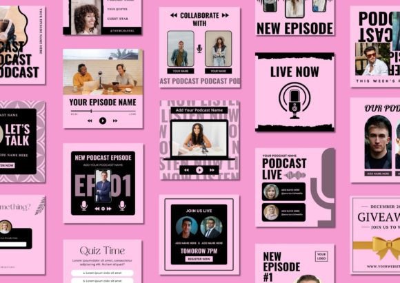 60 Podcast Social Media Canva Templates - Social Canvas