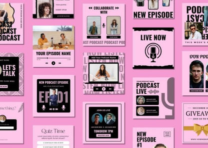 60 Podcast Social Media Canva Templates - Social Canvas