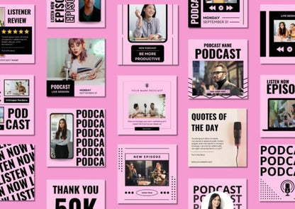 60 Podcast Social Media Canva Templates - Social Canvas