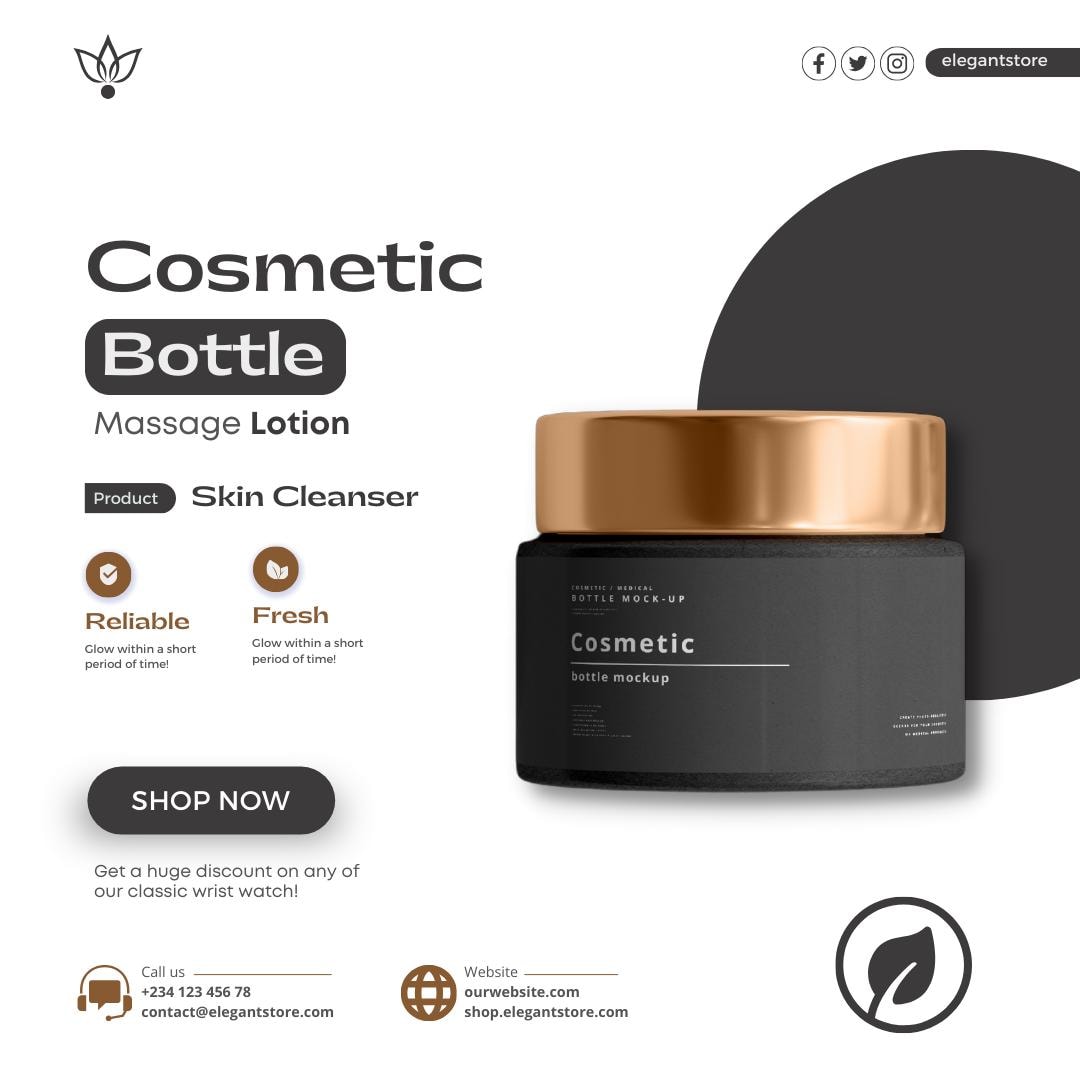 4 Minimalist Cosmetic Product Canva Templates | Social Media Planner and Analytics Guide | Canva Template Bundle - Social Canvas