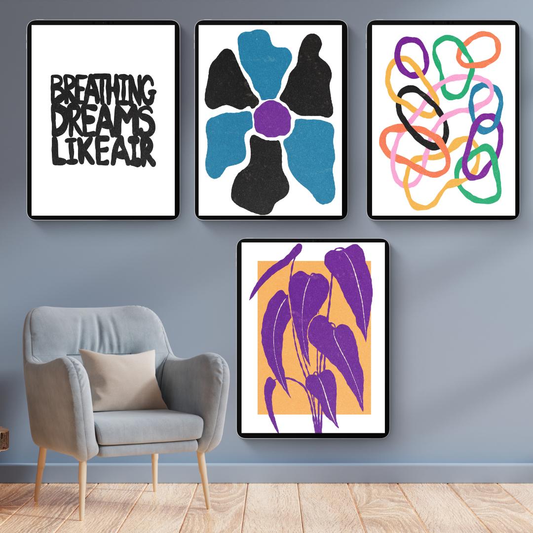 50 Modern Art Prints | Digital Wall Art | Printable Home & Office Decor | Abstract, Boho and Colorful Aesthetic Prints | Instant Download - Social Canvas