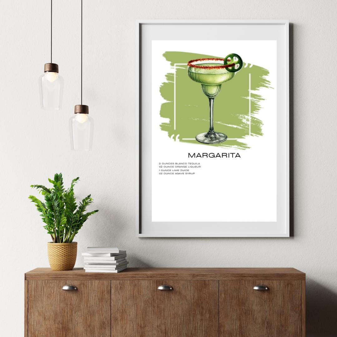 Margarita Cocktail Recipe Art Print - Vibrant Lime and Tequila Wall Decor - Social Canvas