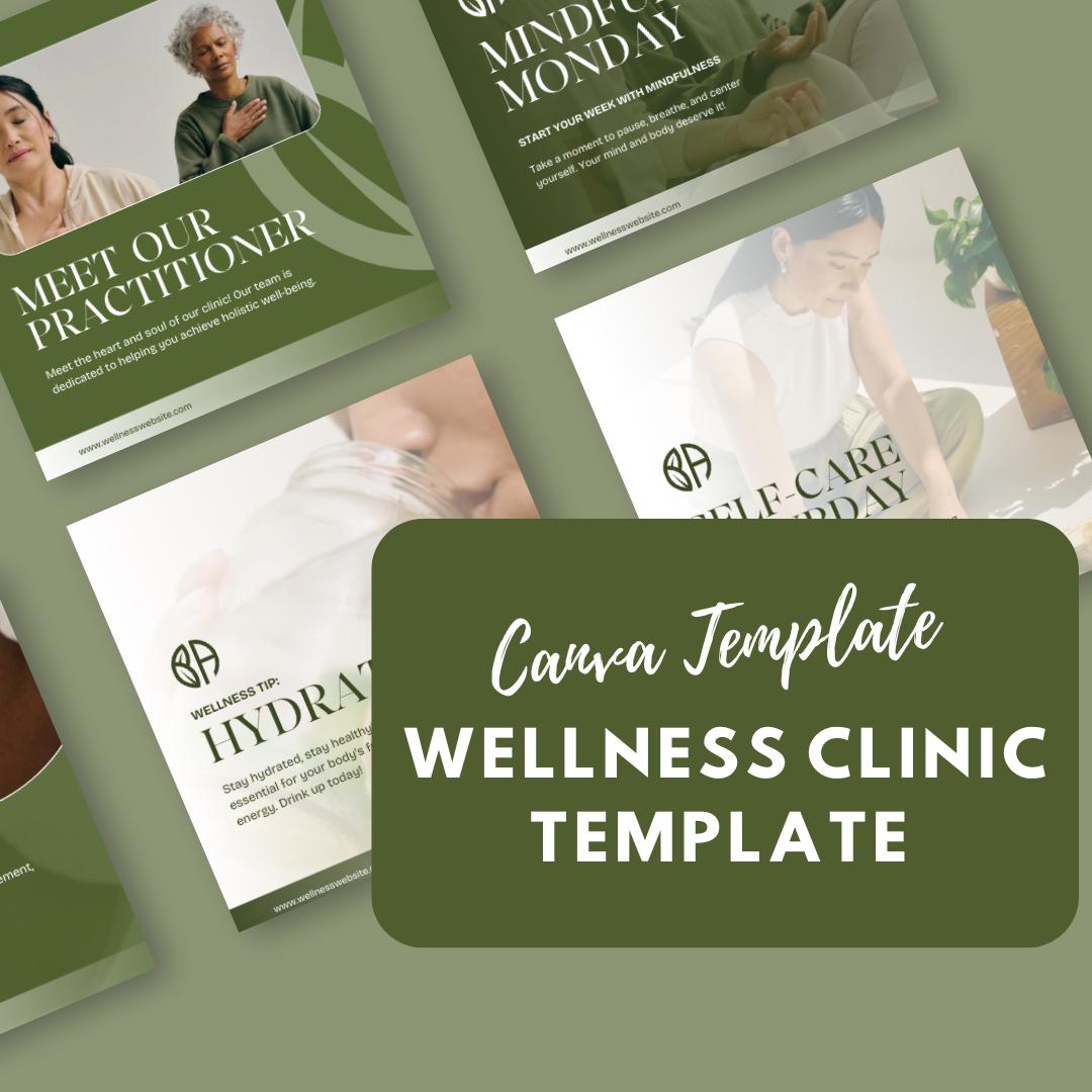 30 Wellness Clinic Social Media Templates | Editable Canva Templates | Holistic Health, Spa & Self-Care | Instant Download - Social Canvas