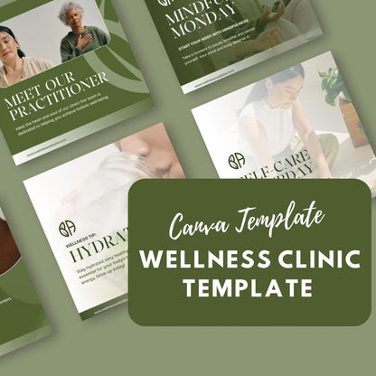 30 Wellness Clinic Social Media Templates | Editable Canva Templates | Holistic Health, Spa & Self-Care | Instant Download - Social Canvas