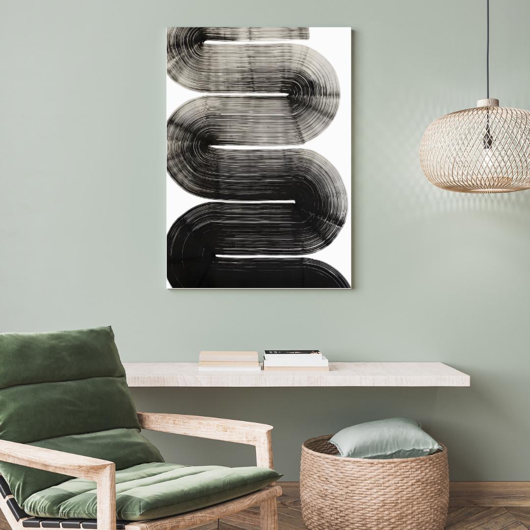 Modern Black and White Abstract Line Art | Minimalist Curved Design Wall Print | Contemporary Monochrome Artwork for Home Decor - Social Canvas